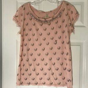 Princess Vera Wang beaded neckline skull top